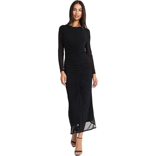 Ruched-Maxi-Long-Sleeve-Formal-Gown-with-Side-Slit-Elegant-Evening-Dress